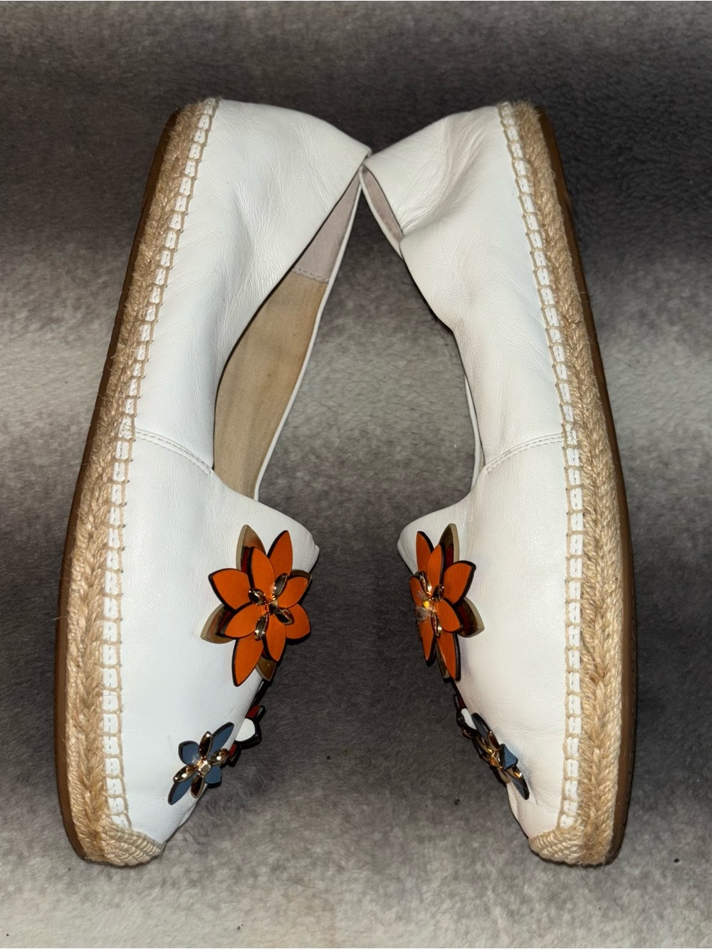 Michael Kors Heidi Leather Floral Espadrille Flats White 9.5 - Picture 4 of 11